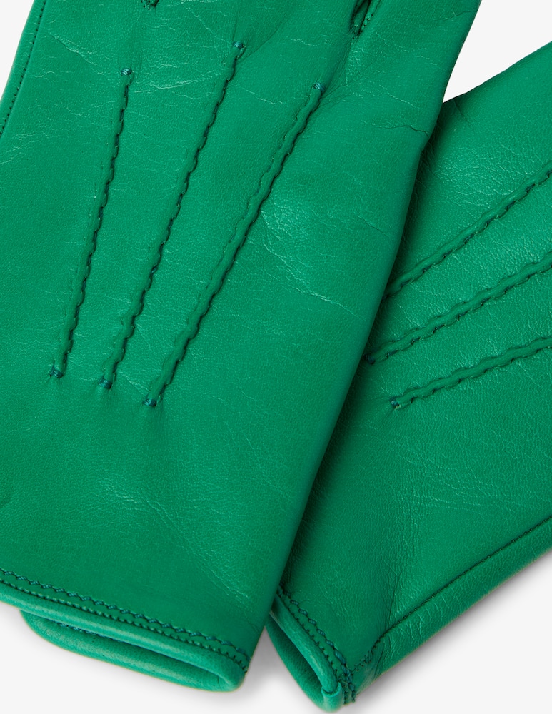 rinascente Mario Portolano Nappa leather gloves with stitching 4234 - Green