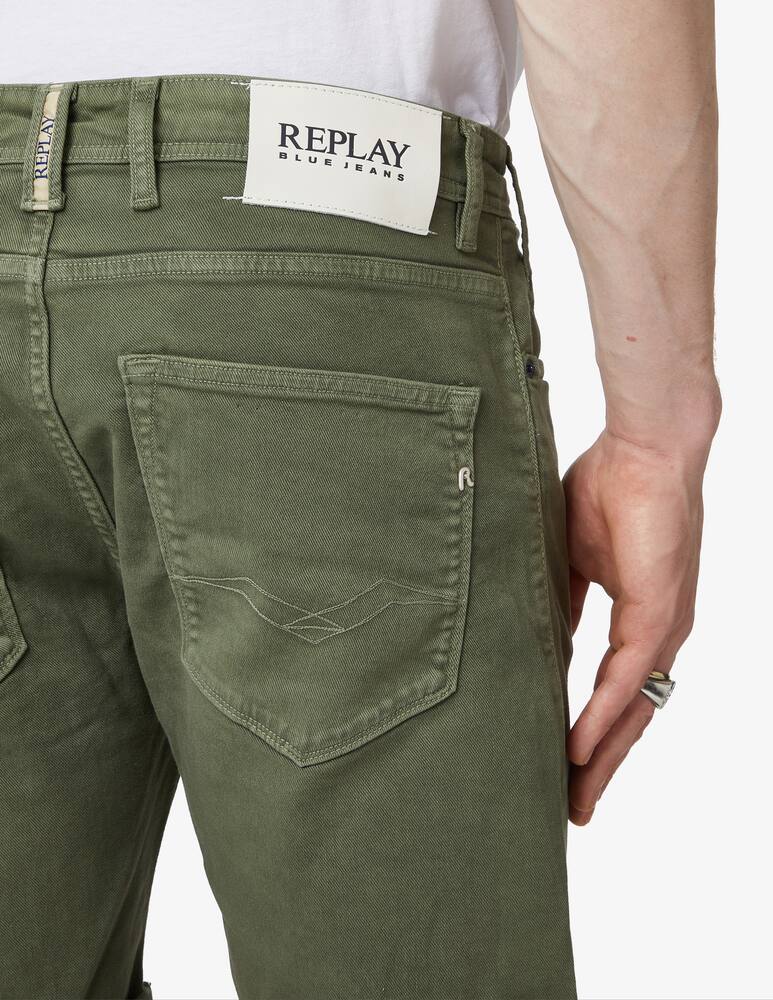rinascente Replay Bio cotton vintage tapered denim short - green