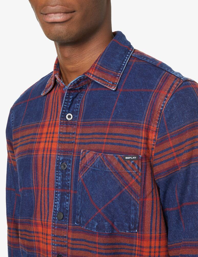 rinascente Replay Camicia quadro grande in denim - Multicolor