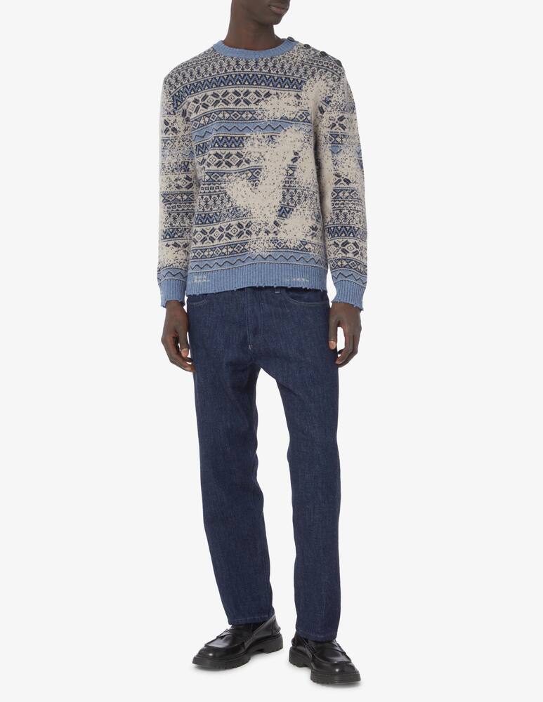 rinascente Barena Maglia girocollo con trama - Blu