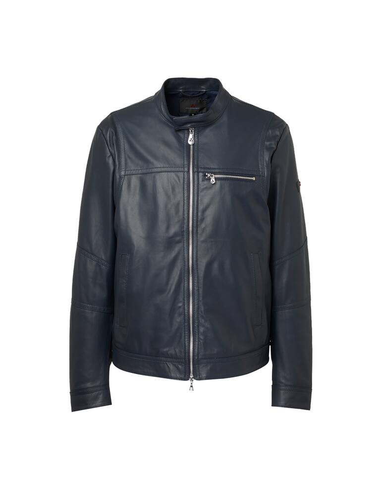 rinascente Peuterey Saguaro leather biker jacket - blue