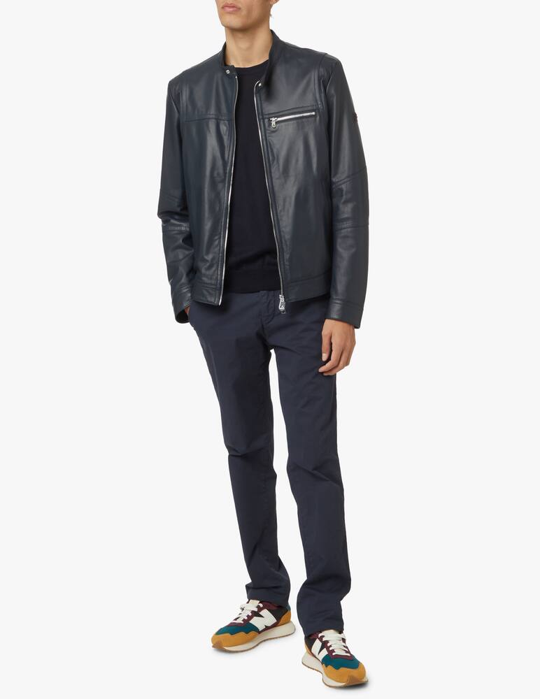 Peuterey Saguaro leather biker jacket - blue - picture 2 Peuterey Saguaro leather biker jacket - blue - picture 2