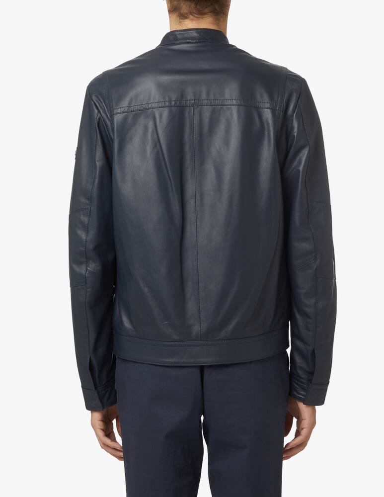 rinascente Peuterey Saguaro leather biker jacket - blue