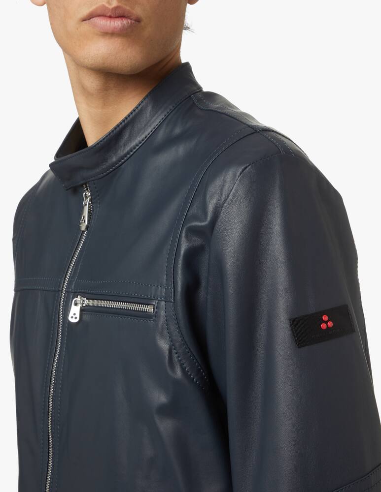 rinascente Peuterey Saguaro leather biker jacket - blue