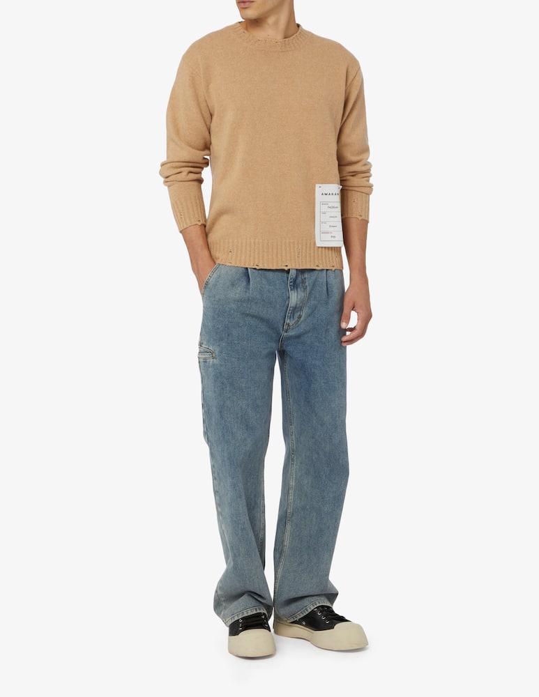 rinascente Amaranto Maglia girocollo lana cashmere rotture