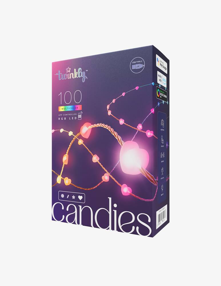rinascente Twinkly Candies Heart-shaped Light String with 100 RGB Leds