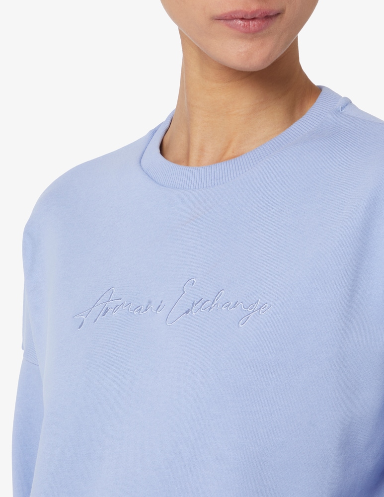 rinascente Armani Exchange Felpa girocollo con logo corsivo al tono