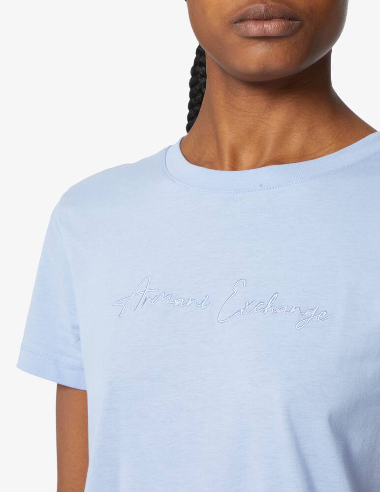 rinascente Armani Exchange T-shirt logo corsivo al tono - Azzurro