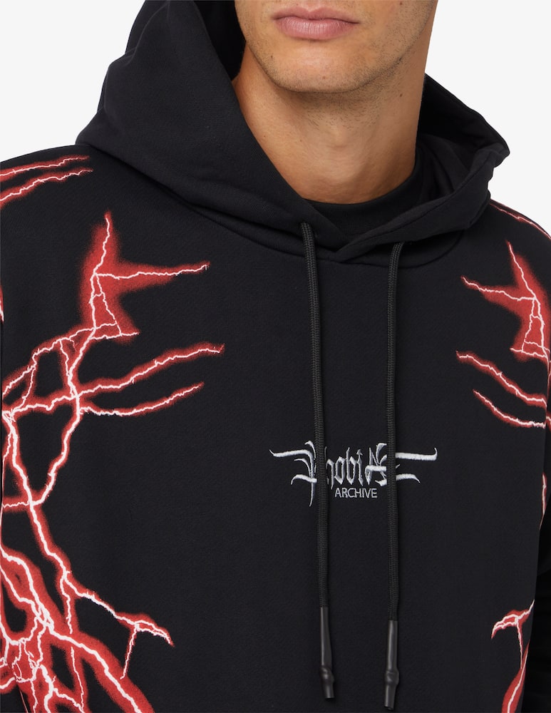 rinascente Phobia Red lateral lightning hoodie
