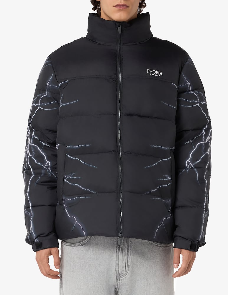 Phobia Grey lateral lightning puffer jacket - picture 1 Phobia Grey lateral lightning puffer jacket - picture 1