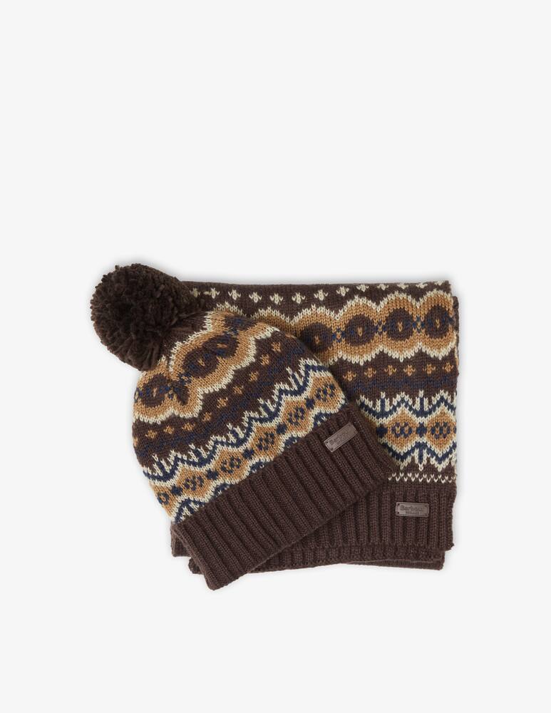 rinascente Barbour Pom pom greca scarf and beanie gift box