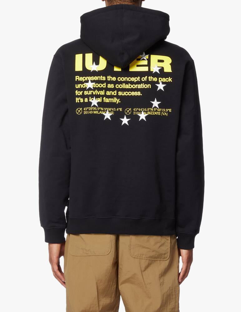 rinascente Iuter Felpa con cappuccio info logo retro - nero