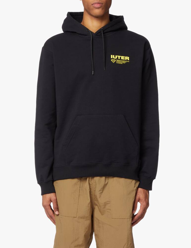 rinascente Iuter Felpa con cappuccio info logo retro - nero