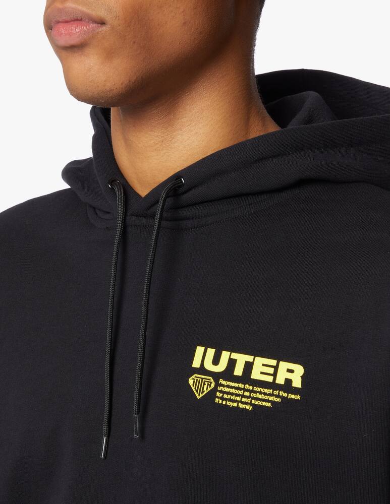 rinascente Iuter Felpa con cappuccio info logo retro - nero
