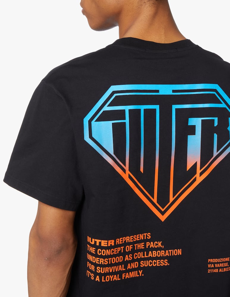 rinascente Iuter Maglietta girocollo doppio logo retro - nero