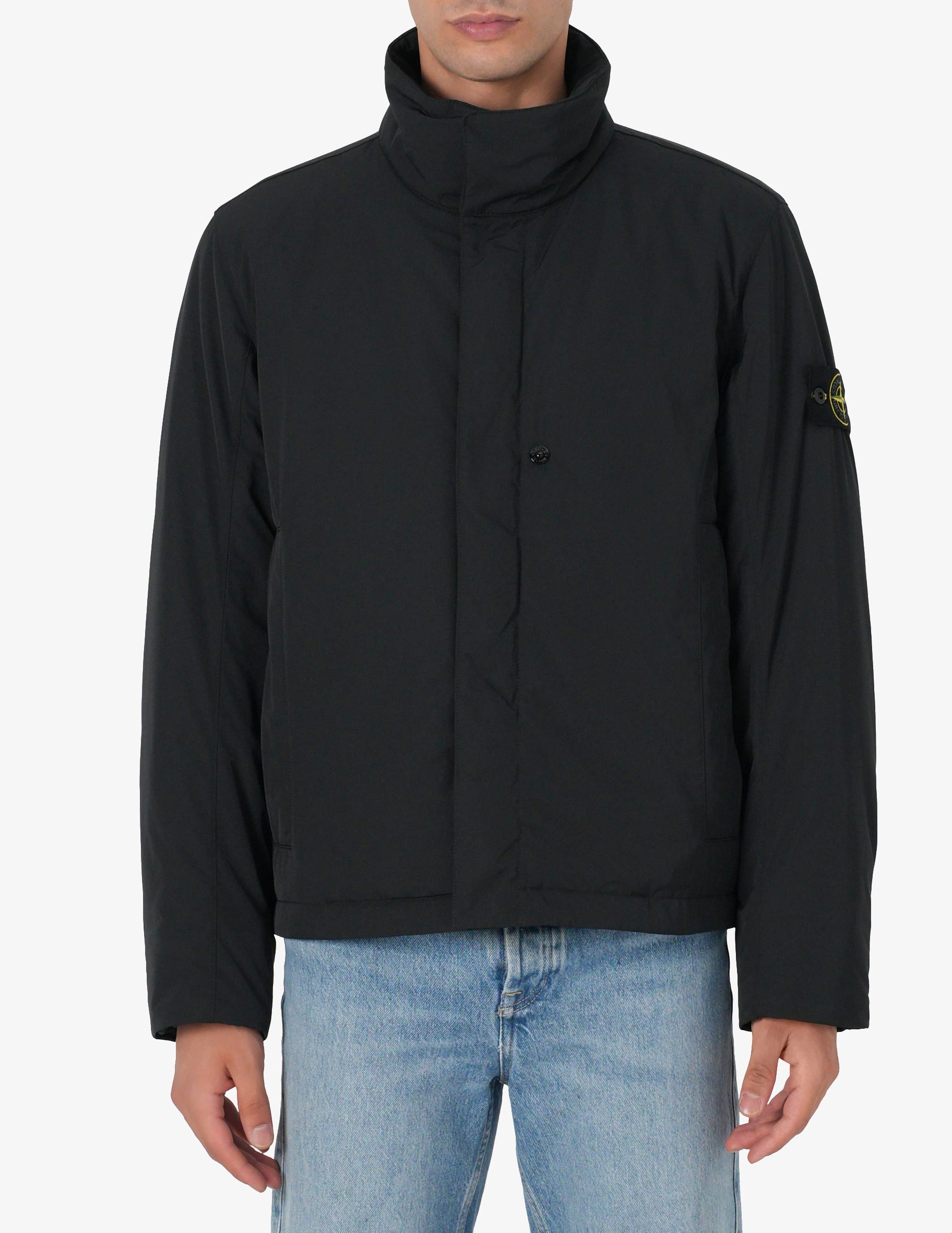 Shop Stone Island Micro twill stand collar jacket on Rinascente