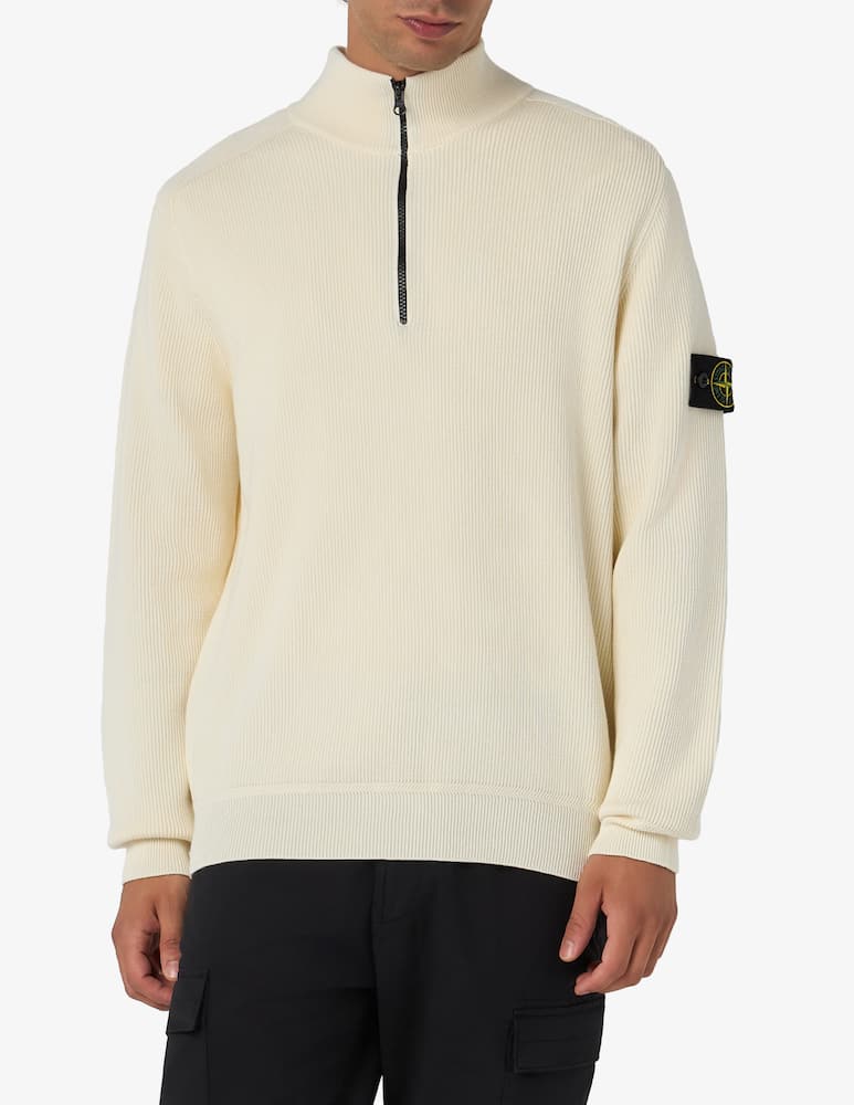 rinascente Stone Island Ribbed half-zip cotton jumper