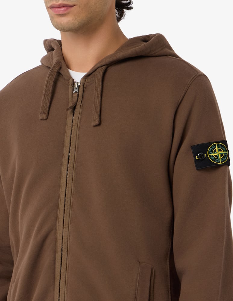 Stone Island Felpa con cappuccio in cotone organico fleece - immagine 4 Stone Island Felpa con cappuccio in cotone organico fleece - immagine 4