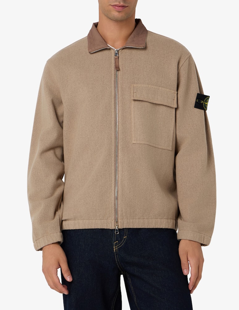 Stone Island Giacca overshirt con zip in flanella - immagine 1 Stone Island Giacca overshirt con zip in flanella - immagine 1
