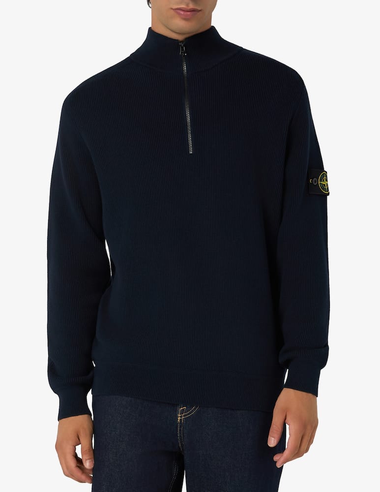 rinascente Stone Island Ribbed half-zip cotton jumper