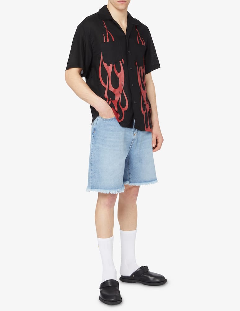 rinascente Vision of Super Pantaloncini denim black flames