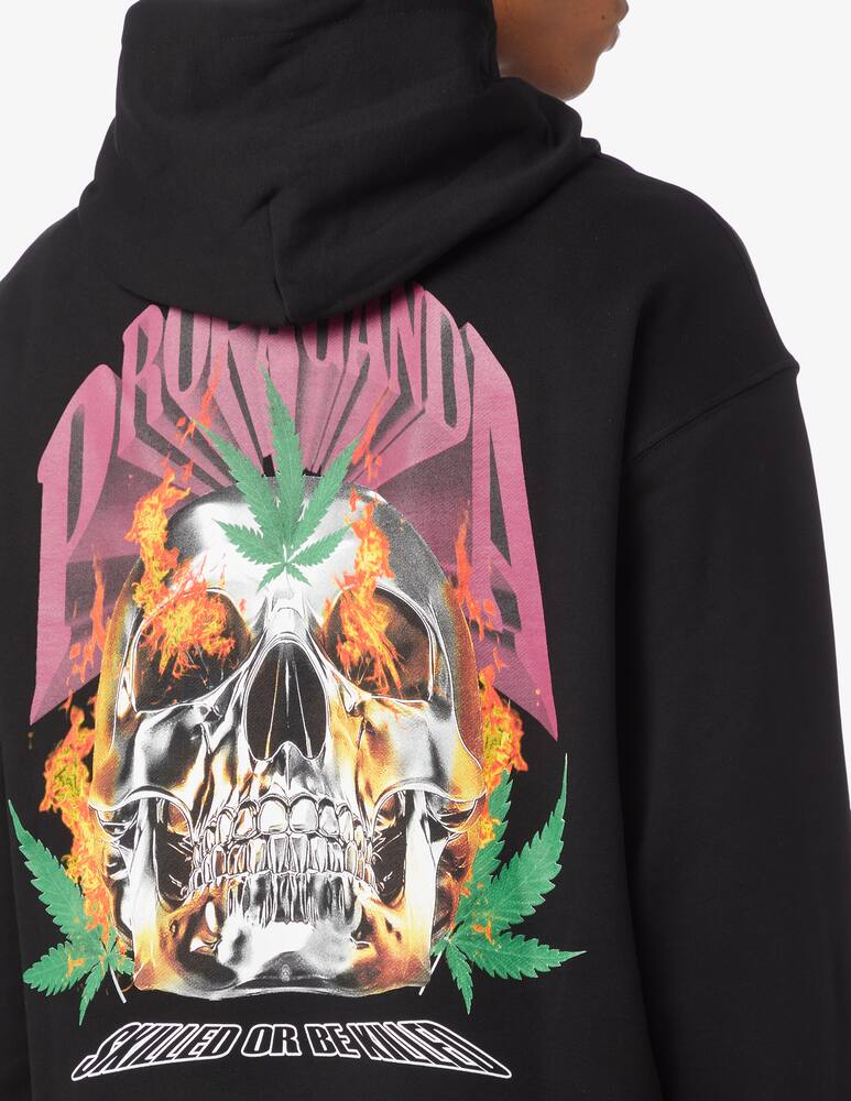 rinascente Propaganda Felpa con cappuccio teschio foglia 