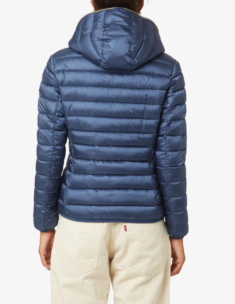 rinascente Save The Duck Shiny cropped bomber jacket with zip - Blue