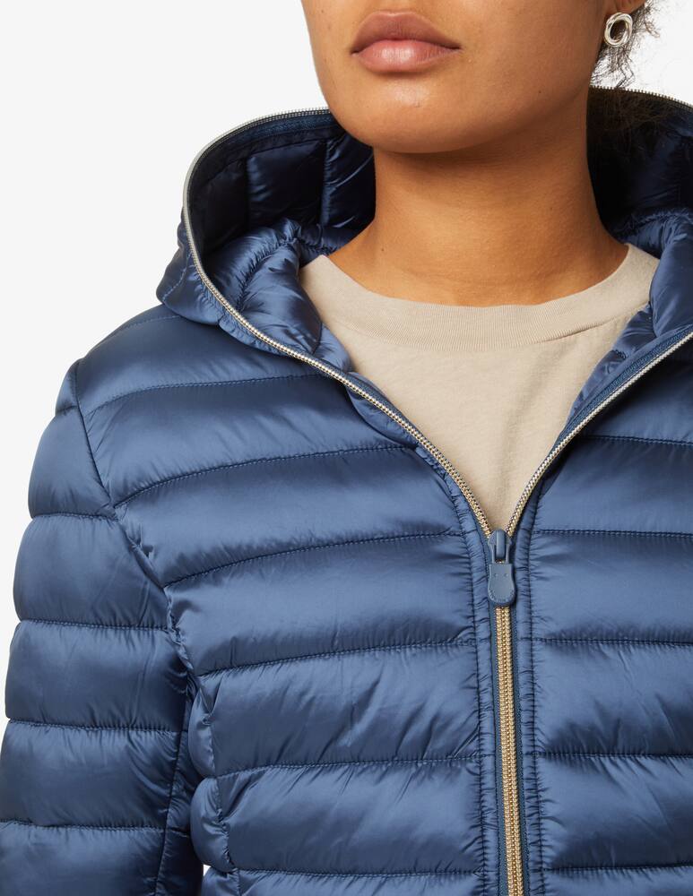 rinascente Save The Duck Shiny cropped bomber jacket with zip - Blue