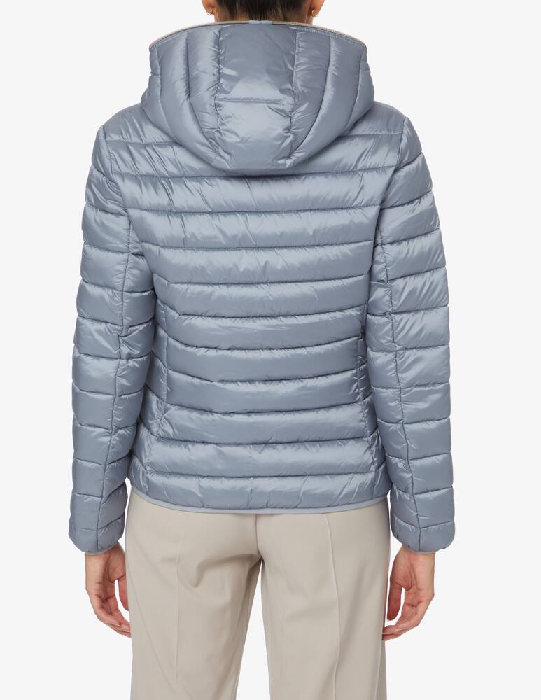 rinascente Save The Duck Shiny cropped bomber jacket with zip - Light blue