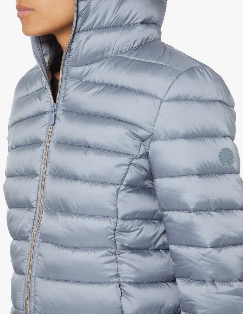 rinascente Save The Duck Shiny cropped bomber jacket with zip - Light blue