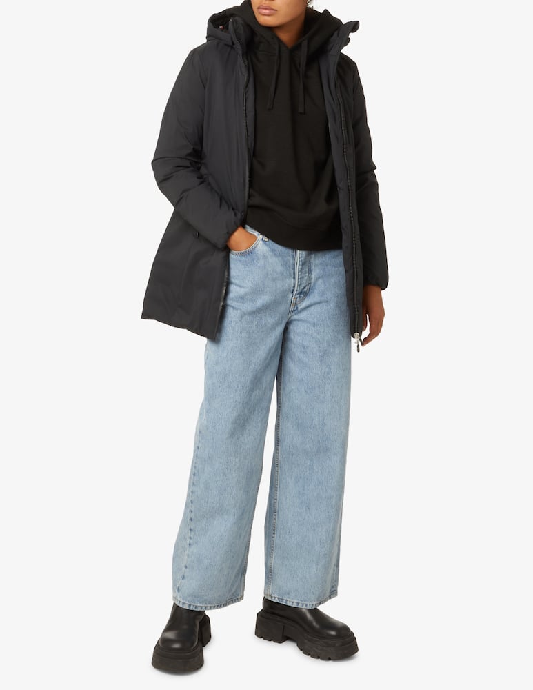 rinascente Save The Duck Long smooth coat with hood - Black