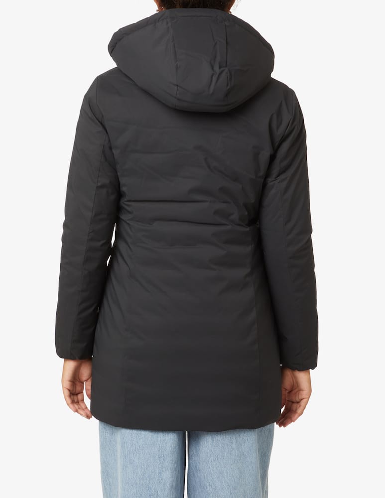rinascente Save The Duck Long smooth coat with hood - Black