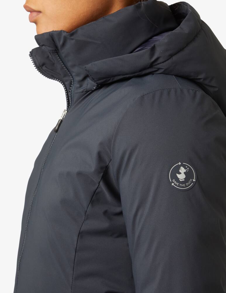 rinascente Save The Duck Cappottino lungo liscio con cappuccio - Blu