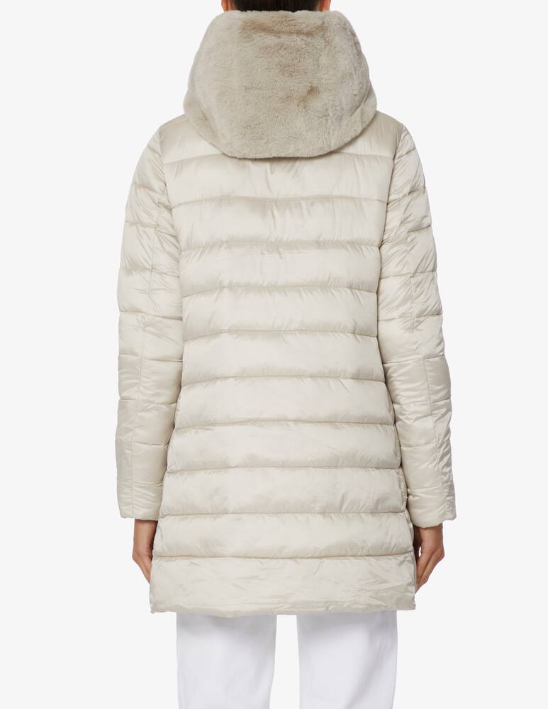 rinascente Save The Duck Cappotto piumino con cappuccio in ecopelliccia - Bianco