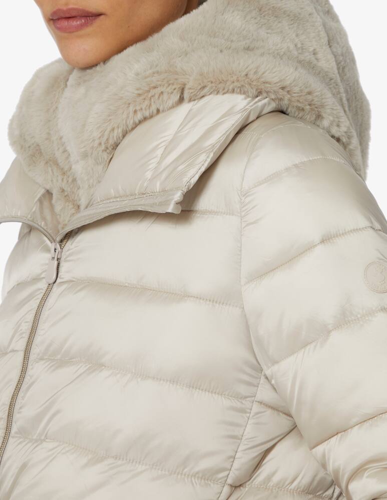 rinascente Save The Duck Cappotto piumino con cappuccio in ecopelliccia - Bianco