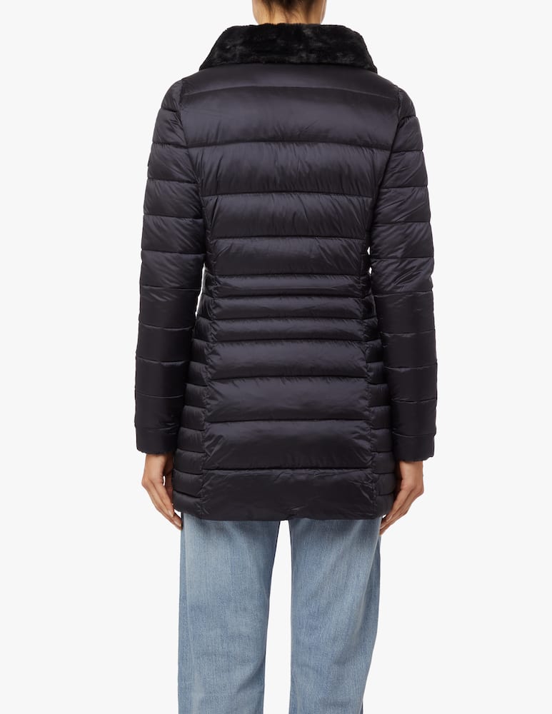rinascente Save The Duck Piumino cappa lungo con interno in similpelle - Nero