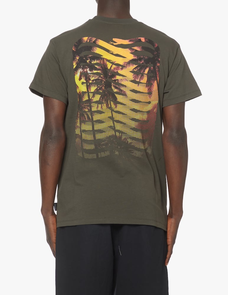 rinascente Propaganda Maglietta manica corta ribs palme retro - verde