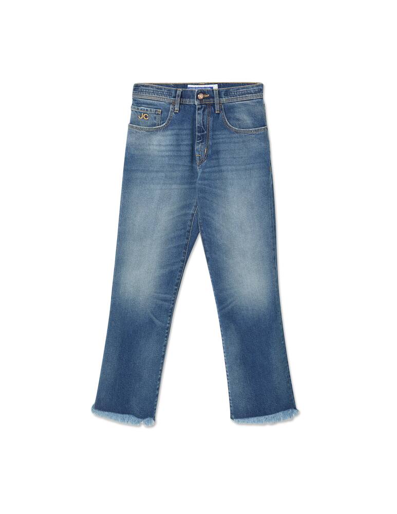 rinascente Jacob Cohen Kate cropped straight frayed jeans - blue