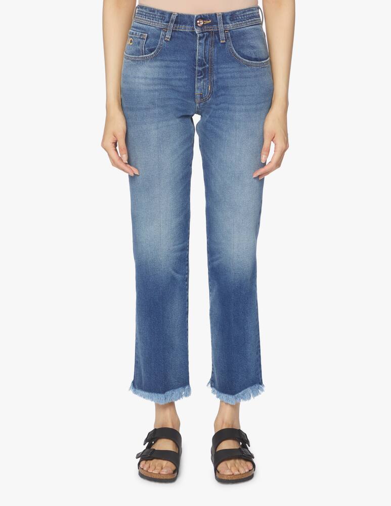 rinascente Jacob Cohen Kate cropped straight frayed jeans - blue