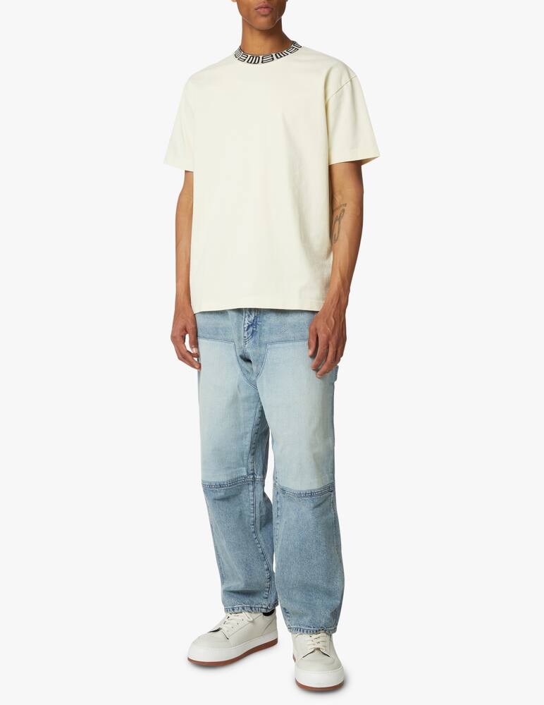 rinascente Ambush Monogram rib collar t-shirt - beige