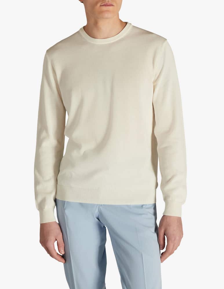 Slowear ZANONE - Slim-fit crew neck sweater in certified crêpe cotton - picture 1 Slowear ZANONE - Slim-fit crew neck sweater in certified crêpe cotton - picture 1