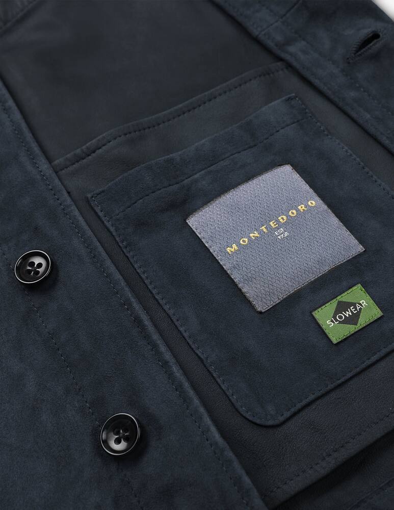 rinascente Slowear Montedoro Overshirt in pelle suede