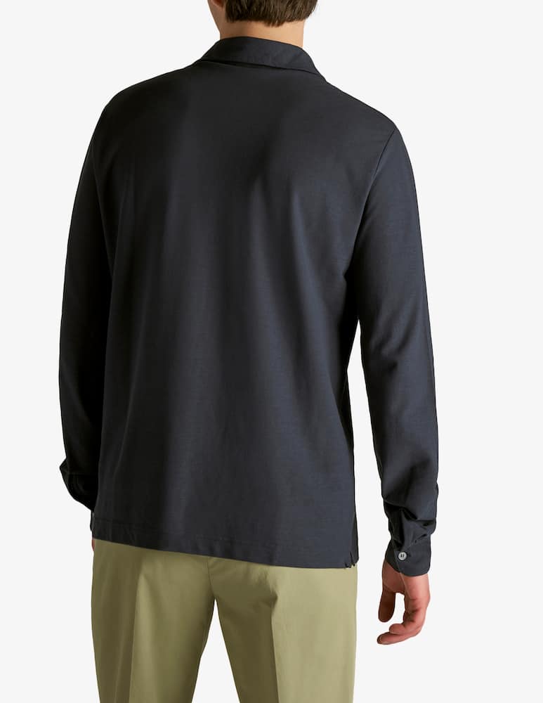 Slowear ZANONE - Long-sleeved slim fit polo shirt in organic IceCotton - picture 3 Slowear ZANONE - Long-sleeved slim fit polo shirt in organic IceCotton - picture 3