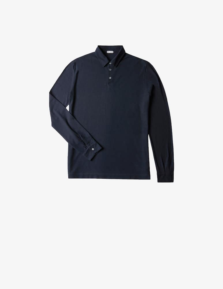 Slowear ZANONE - Long-sleeved slim fit polo shirt in organic IceCotton - picture 6 Slowear ZANONE - Long-sleeved slim fit polo shirt in organic IceCotton - picture 6
