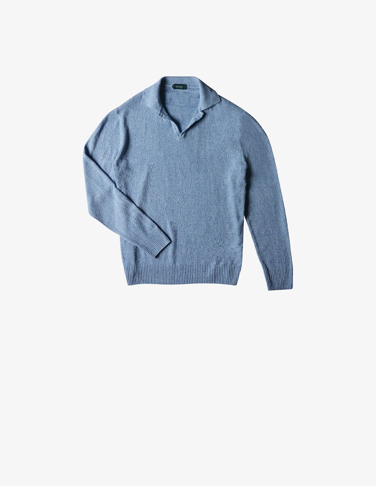 rinascente Slowear Zanone Polo regular fit manica lunga cotone effetto bouclé 