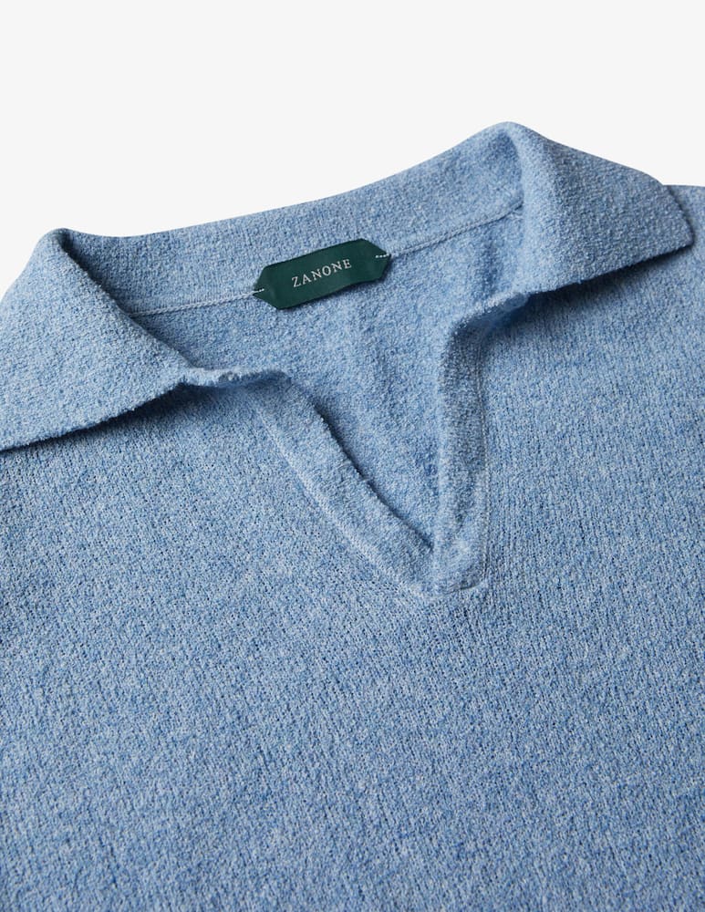 rinascente Slowear Zanone Polo regular fit manica lunga cotone effetto bouclé 