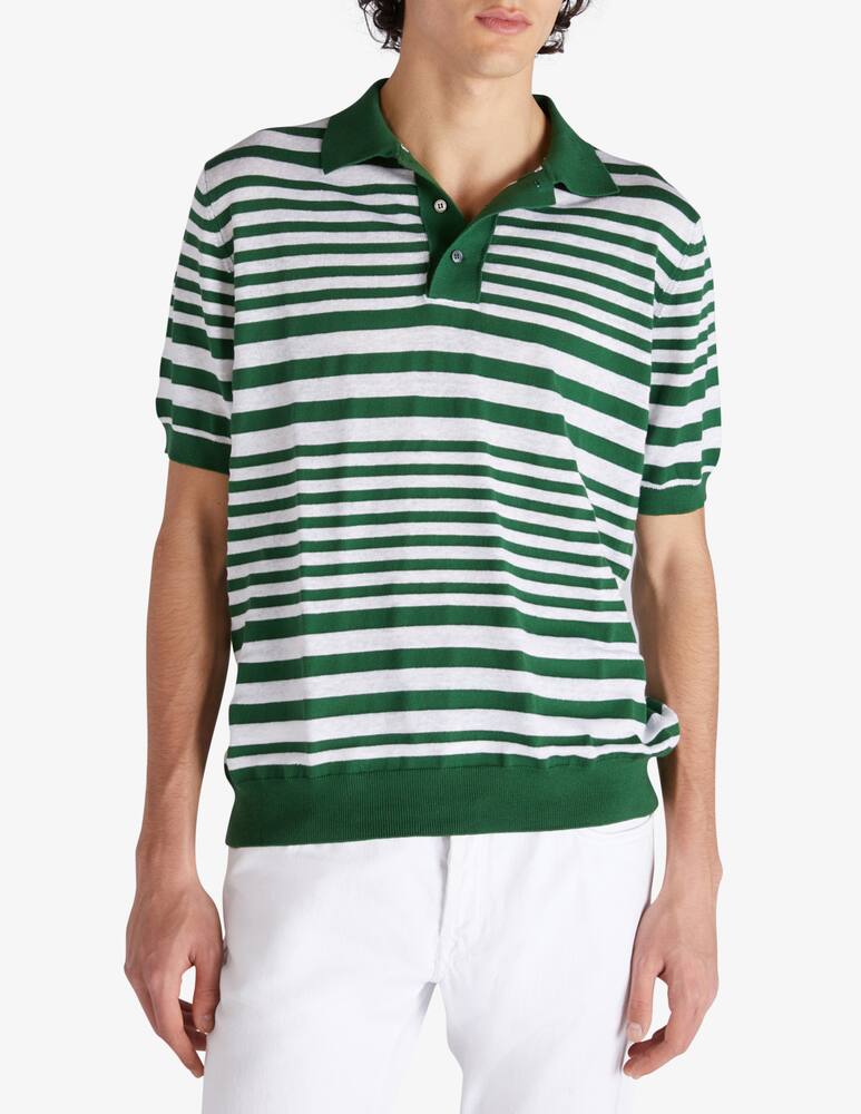 rinascente Slowear Zanone Polo regular fit in cotone e lino multiriga 