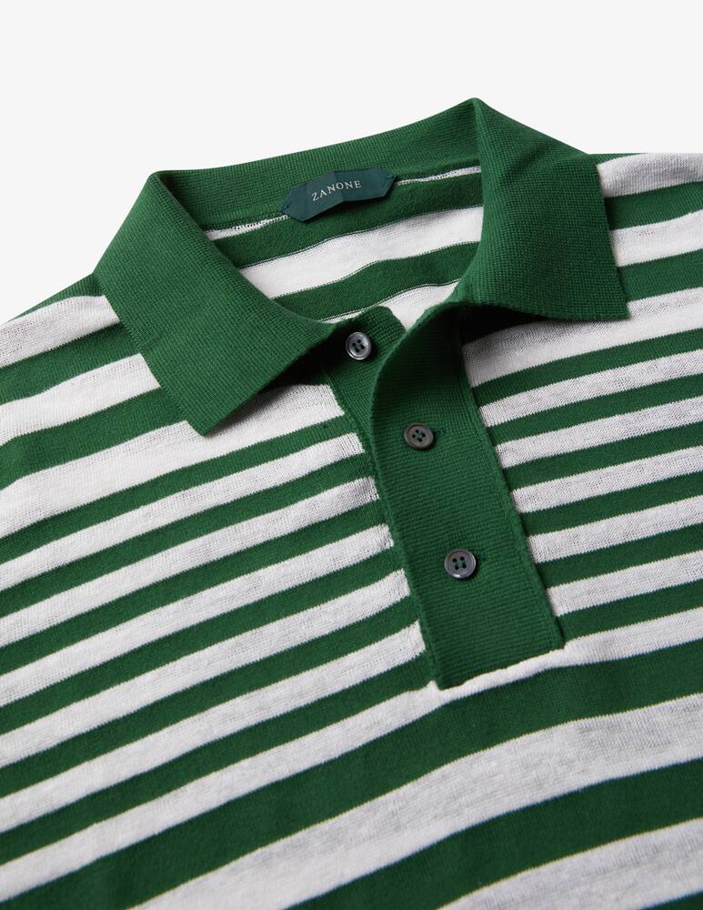 rinascente Slowear Zanone Polo regular fit in cotone e lino multiriga 