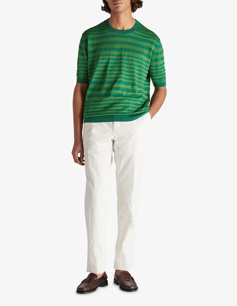 rinascente Slowear ZANONE - Regular fit t-shirt cotton and linen multi stripe