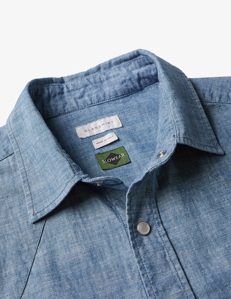 rinascente Slowear Glanshirt Regular fit shirt in chambray cotton 